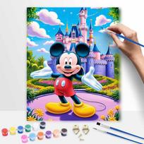 Disney Mickey Mouse Castle Paint By Number Kit Drawing Canvas DIY Picture Home Decor Modern Wall Art Gift For Living Room Bedroom Decor 50x70cm blue