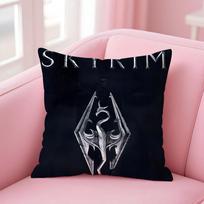 Game The E-Elder Scrolls-S V S-Skyrim Cushion Cover Pillowcase Short Plush Invisible Zipper Room Sofa Cushion Cover Peach skin 18*18(CM)-1Pcs white