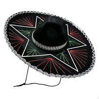 Sombrero with Chin Cord Festive Headwear Embroidered for Partygoers black