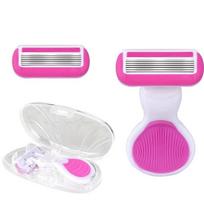 Women Portable Mini Shaver 6 Layer Blade Razor Pink Travel Kit with Soap Shell Compact Hair Removal Tool for Daily Travel Use white