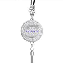 Automobilio interjero galinio vaizdo veidrodžio metalinis pakabukas decoration Automobilio logotipas Imituoto deimanto pakabuko priedai Volvo XC60 V40 S60 V50 white