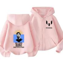 Messi Children's Hoodie Long Sleeve Zippered Hood Sportswear for Baby Boys 3-14 Years Old Spring Fall Football Jacket. 140 beige