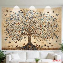 Boho Gyvybės medžio gobelenas Sienos pakabinamas Rustic Gėlių Drugelio Paukščio Menas Namų Dekoras Prašmatnus Svetainės Sienos Apdaila Drobės Stulpas 79×59inch/200*150cm
