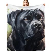 A Black Cane Corso Watercolor portrait Throw Blanket Faux Fur Soft Warm Blanket for Bed 125cm*150cm