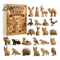 Christmas Wall Decor Animals Advent Calendar 2026, 24-Day Countdown with 24 Pcs 2D Creative Gifts for Kids Acrylic Wild Animal Pendants, Holiday Gift B beige