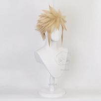 Anime Final Fantasy VII FF7 Cloud Strife Lininiai Šviesūs Cosplay Perukai Atsparūs Karščiui Sintetiniai Plaukų Perukai + Peruko Kepuraitė One Size beige