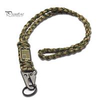 Braided Lanyard Heavy Duty American Flag Tag Keychain Key with Metal Rope Pendant Adjustable Comfortable kamufliažas