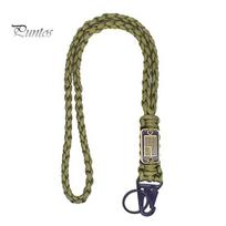 Braided Lanyard Heavy Duty American Flag Tag Keychain Key with Metal Rope Pendant Adjustable Comfortable armijos žalia spalva