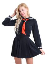 3 vnt. moteriški mokyklinės mergaitės jūreiviški marškiniai uniforminiai anime cosplay kostiumai XL tamsiai mėlyna