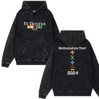 Ed Sheeran Mathematics Tour Butterfly Vintage Washed Hoodies Man Popular Muscic Fans Gift Unisex Pullover Couple Sweatshirt M black