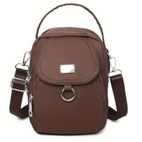 4 Colors Lightweight Nylon Women's Messenger Bag Casual Mini Handbag with Multi Zipper Compartments Detachable Adjustable Shoulder Strap  Front Pocket kava