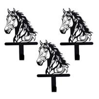 Juodo Žirgo Sieninis Kabliukas Raktų Laikiklis su Žirgo Siluetu Sieninis Geležinis Kabliukas Įėjimo Organizatorius Raktams, Maišams, Kepurėms, Paltai 3pcs Horse