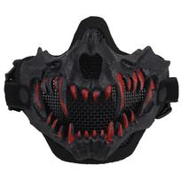 Half Face Fangs Cosplay Airsoft Mask Multipurpose Paintball Mask Adjustable Strap Breathable Halloween Horror Party Decor black