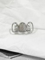 Hollow Arc Copper Zirconia Hip Hop Grillz Tooth Jewelry gray
