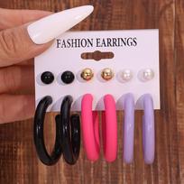 6pairs Matte Finish Chunky Waterdrop Earrings Chunky Water-drop Hanging Dangle Earring  Party 17 white