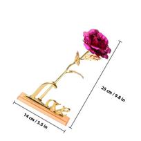 Golden Rose 24K Gold Plated Lifelike Artificial Rose with Love Display Base Ideal Gift for Her on Special rožinė
