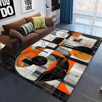 Šiaurietiško stiliaus abstraktus geometrinis kilimas Oranžinis Juodas Didelis kilimas svetainei Minkštas neslystantis skalbiamas grindų kilimėlis Namų dekoras 120cm x 160cm