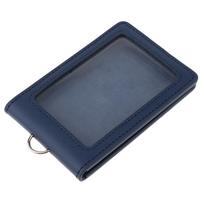 Badge Holder, Double Sided PU Leather ID Card Holder Wallet Case with tamsiai mėlyna spalva