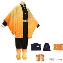 Anime Velnių Medžiotojas Agatsuma Zenitsu Cosplay Kostiumas Moteriškas Kimono Vienodas Helovinas Kalėdos XXL