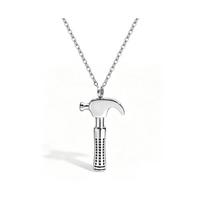 Vintage Punk Style Stainless Steel Hammer Wrench Necklace With Openable Pendant For Men And Women white