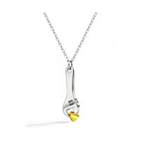 Vintage Punk Style Stainless Steel Hammer Wrench Necklace With Openable Pendant For Men And Women white