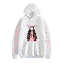 Kimetsu No Yaiba Demon Slayer Hoodies Anime Kamado Nezuko Graphic Print Harajuku Hoodie Unisex Y2k Drabužiai Sudadera XXS balta