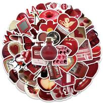 50 Red Retro Graffiti Stickers Decorate Guitar Notes Suitcase DIY Waterproof gray