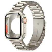 Suderinamas su Apple Watch 10 serija (46/40/41/44/45mm) Nerūdijančio plieno trijų grandinėlių apyrankė + Pilno apsaugos PC dėklas 42mm S10 žvaigždžių šviesos spalva