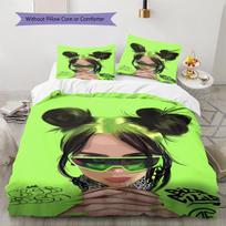 Billie Eilish raštuota patalynė, antklodės komplektas, antklodės užvalkalas, pagalvės užvalkalas namams, gimtadienio dovana (1 * antklodės užvalkalas + 2 * pagalvės užvalkalai, be šerdies) 140x200cm