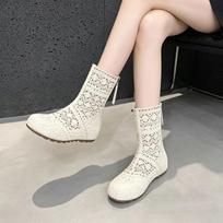 Vasariniai tinkliniai batai Moteriški ankle boots Užtrauktukas Aukštį didinantys 6cm Plokšti neslystantys Madingi Moteriški Suknelės vakarėlio batai Geltoni smėlio spalvos 34 smėlis