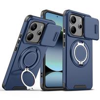 Skirta Realme 14T dėklas Realme 14 5G dangtelis Realme 14T 14 5G magnetinis žiedas šarvuotas slankiojantis kameros objektyvo dėklas Magsafe belaidžio įkrovimo dangtelis realme 14T black
