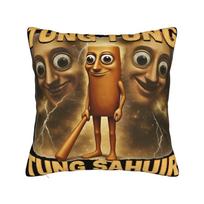Tung Tung Tung Sahur Italian Brainrot Meme Pillow Cover Tralalero Tralala Cushion Cover Morden Pillow Case For Office Home Decor 45cmx45cm