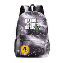 GTA tematikos Anime žaidimų kuprinė Studentams Oksfordo audinio Dvigubo peties krepšys Mokyklai Starry Gray 2