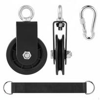 Home Gym Cable Pulley High Load Capacity Swivel Block Smooth Effortless Fitness Equipment black