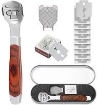 Beauté Secrets Callus remover for feet, Corn Shaver, Corn cutter for foot, Hard Skin Remover 10 Blades (Wood Handle) gray
