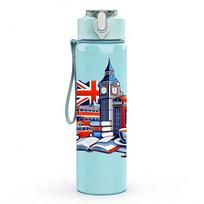 1PC Big Ben United Kingdom Print 750ml Color Plastic Sports Water Bottle Leakproof Flip Straw Lid Suitable for Sports Office Home Use tamsiai mėlyna