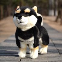 L30Xh26Cm Realistic Akita Dog Plush Toy Cute Brown Shiba Inu Doll Fabric Pet Companion Kids Girl Birthday Gift black