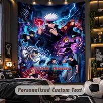 Personalized Wall Tapestry,Jujutsu Kaisen Custom Printed Name, Fabric Wall Art For Indoor Room Backdrop 100cmx150cm