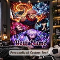 Personalized Wall Tapestry,Jujutsu Kaisen Custom Printed Name, Fabric Wall Art For Indoor Room Backdrop 130cmx150cm