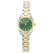 Bulova Surveyor Two Tone Stainless Steel Green Dial Quartz 98L329 Women's Watch žalia
