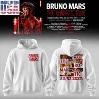 2026 Bruno Mars The Romantic Tour Hoodie Women Rose Graphic Hooded Sweatshirt Concert Fan Long Sleeve Pullover Streetwear Tops XL gray