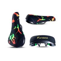 Funsea Bicycle Saddle Stunt Wheelie Bike Seat Silicon Printing Rasta Cycling Flannelette With Super Strong 8mm Steel Rail Rasta black