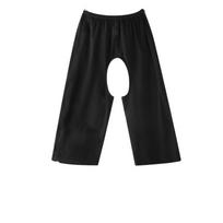 Adult Incontinence Care Pants Bedridden Patients Leg Fracture Full Side Zippers One-Piece Cotton Gray/Black 2XL 145-165 cm