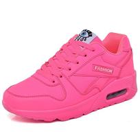 Women Air Cushion Sneakers Lace Up Lightweight Running Shoes Comfortable Casual Walking Trainers 44 burnočio rožinė spalva