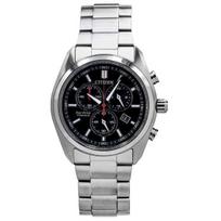 Citizen Super Titanium Chronograph Black Dial Eco-Drive AT2590-59E Men's Watch juoda