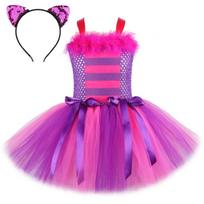 Alice Cheshire Cat in Wonderland Kostiumai Kūdikiams Tutu Suknelė Violetinė Animacinio Tiulio Vakarėlio Suknelė Vaikams Helovino Cosplay Kostiumas Cheshire Cat Costume-XXL   9-10Y&Cheshire Cat pink