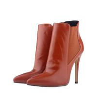 Moteriški žieminiai batai iki kulkšnies, šilti, su užtrauktuku, smailu priekiu, 11 cm aukščio kulniuku, moteriški batai, trumpi Botas, moteriški elegantiški batai, didelis dydis 40 ruda