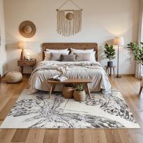 Bohemian Living Room Carpet Room Decoration Bedside Carpet Dirt Resistant and Dust-proof Carpet 80*120cm white