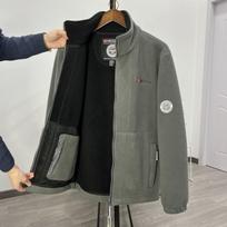 Vyriškas dvipusis šiltas striukė su fliso pamušalu rudeniui/žiemai, laisvalaikio, oversized 3XL pilka