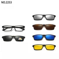 Magnetinis akinių nuo saulės spaustukas ir optinių akinių rėmelis 6 viename Moterims, vyrams arba naktinio matymo daugiafunkciniai akiniai Polarized lens black